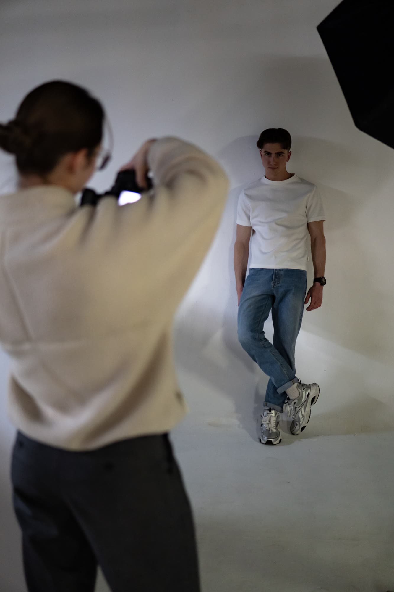 Backstage, between shots